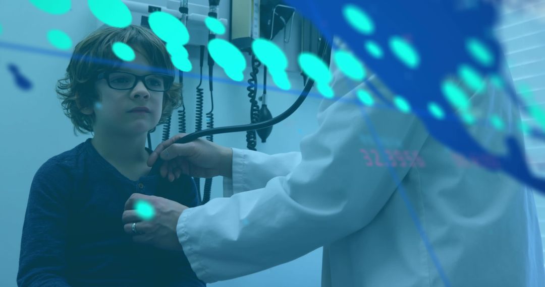 Child Receiving Checkup with Data Visualization