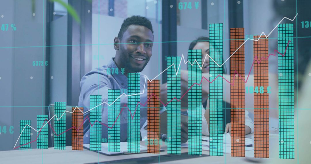 Diverse Team Analyzing Financial Growth with Data Graphics