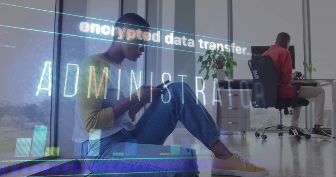 Secure Data Processing with Businesswoman Using Smartphone