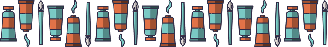 Artistic Arrangement of Paints and Brushes on Transparent Background