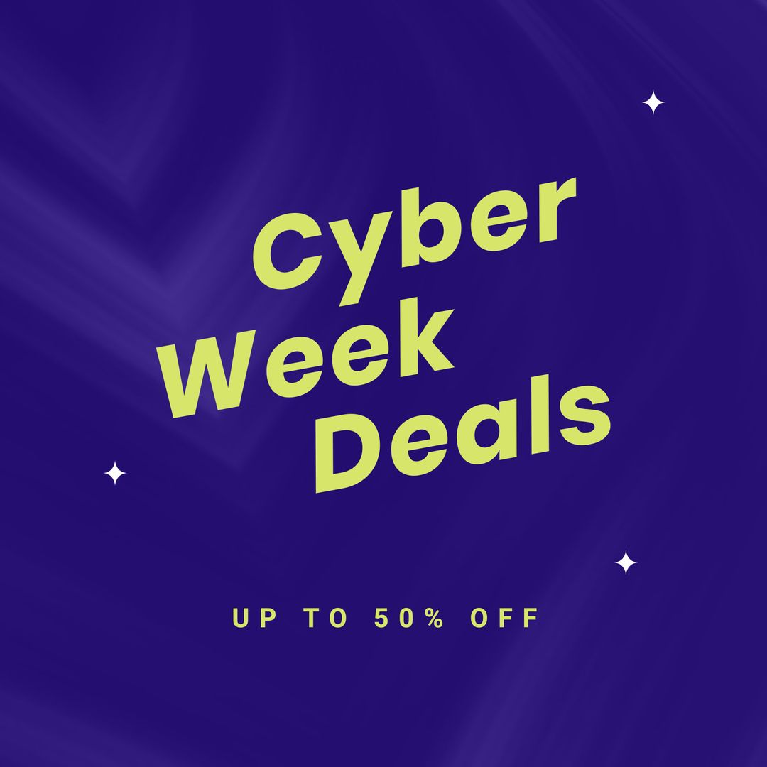 Cyber Week Deals Promotional Banner on Purple Background