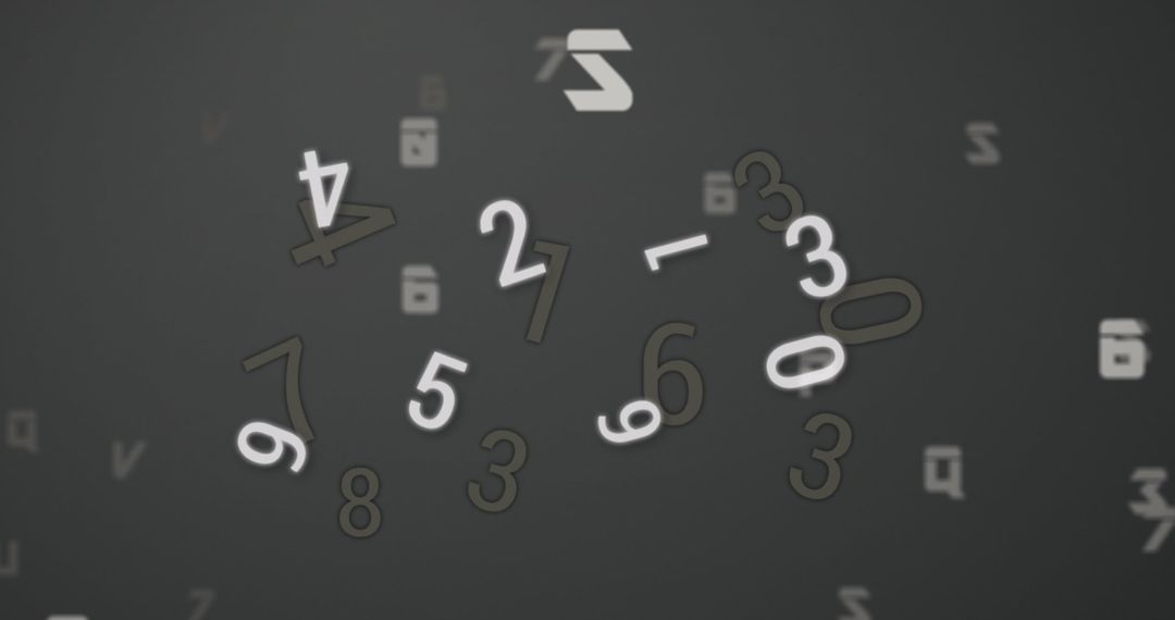Floating Numbers and Alphabets on Grey Background