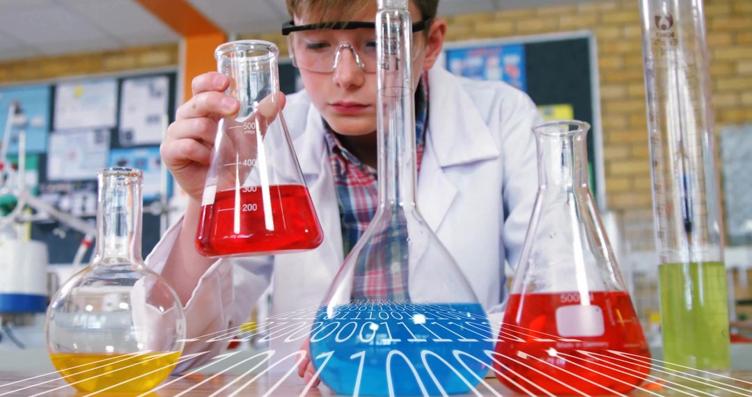 Young Scientist Conducting Experiment in School Laboratory