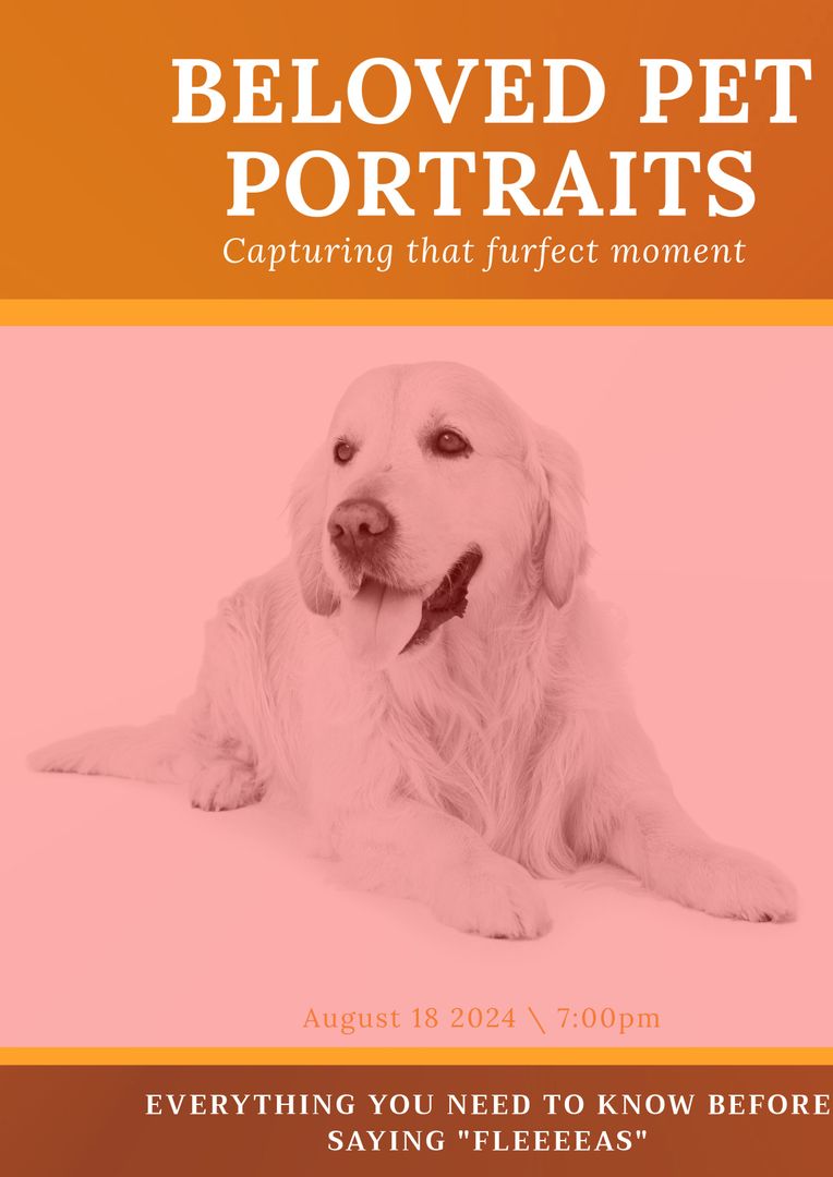 Elegant Pet Portrait Event Promotion Design Featuring Golden Retriever