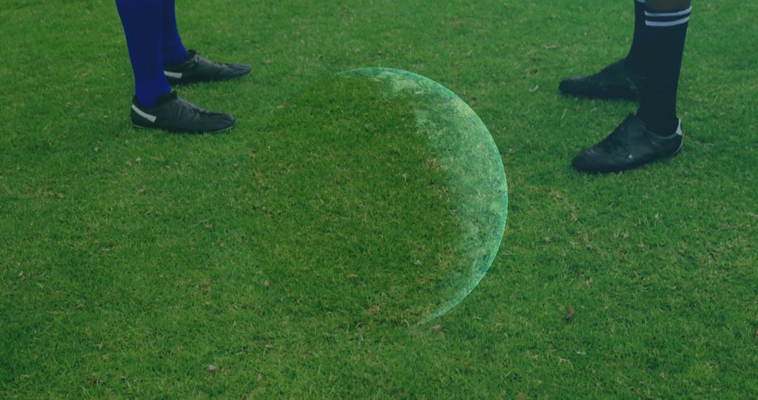 Futuristic Soccer Concept with Holographic Orb on Green Field