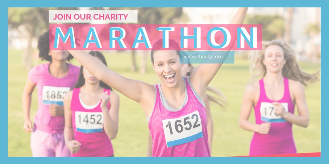 Joyful Participant Finishing Charity Marathon Running