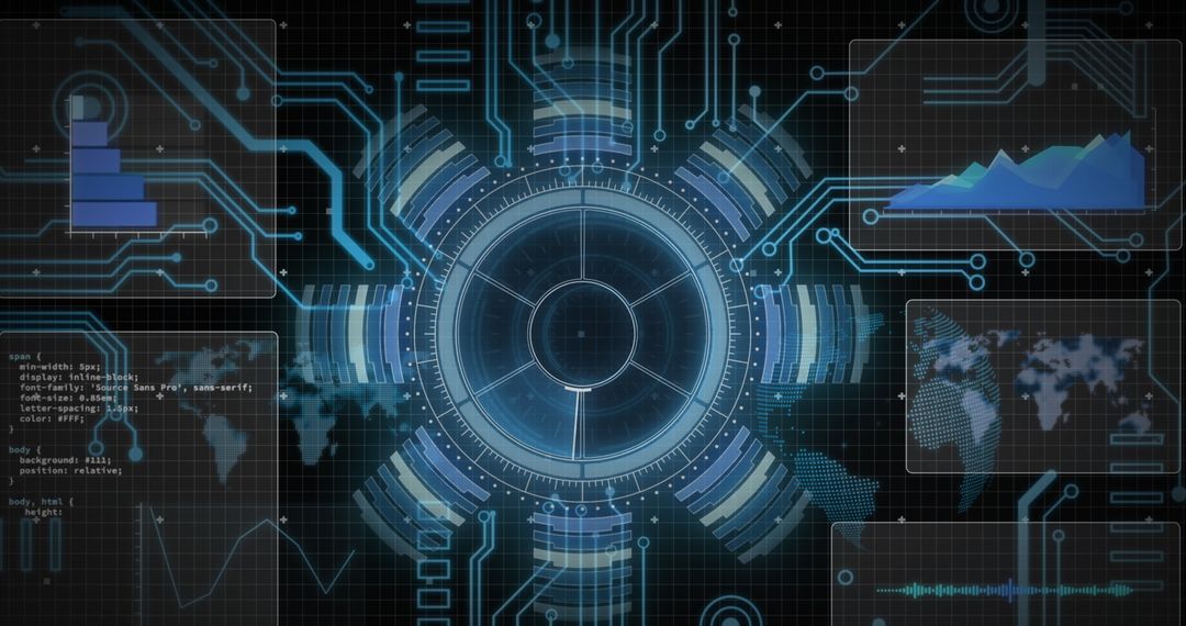 Futuristic Digital Interface with Circular Data Scanner