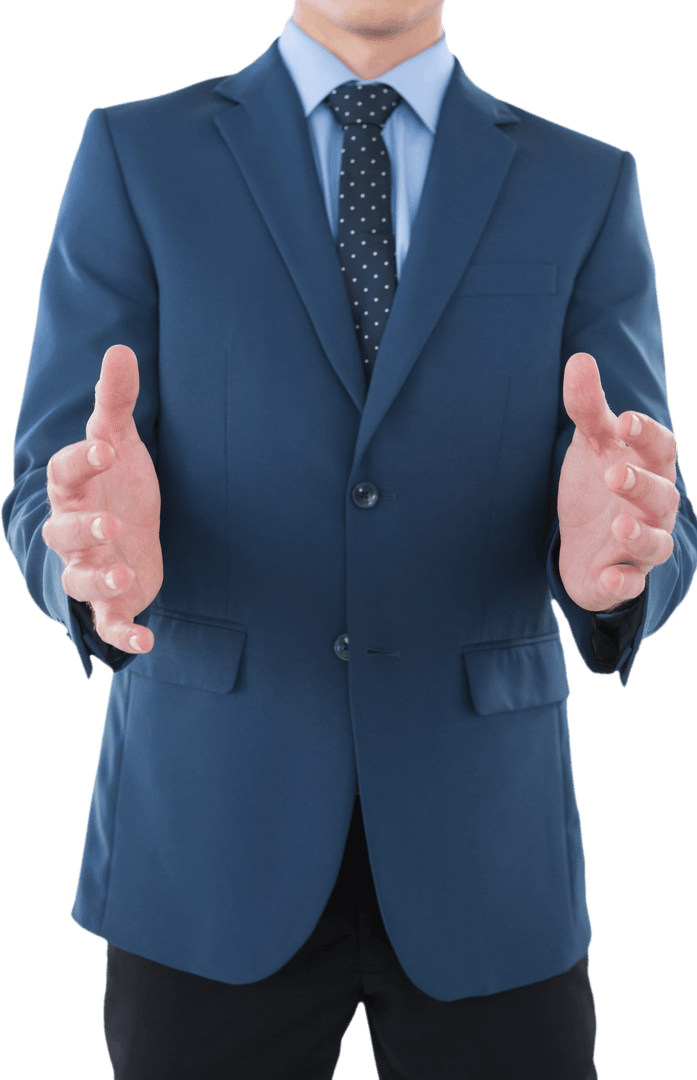 Businessman Presenting Transparent Concept in Professional Suit