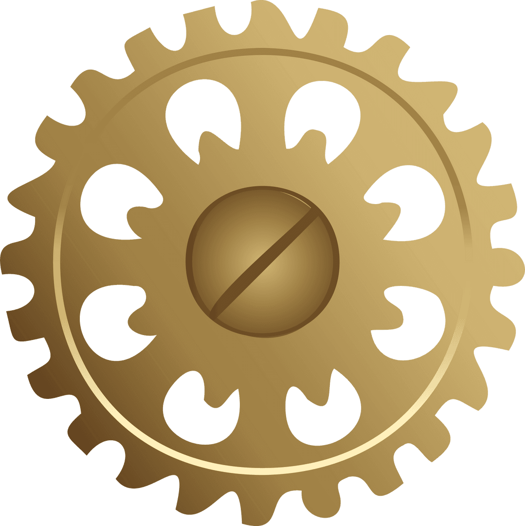 Realistic Transparent Golden Gear Wheel, 3D Render Precision Engineering