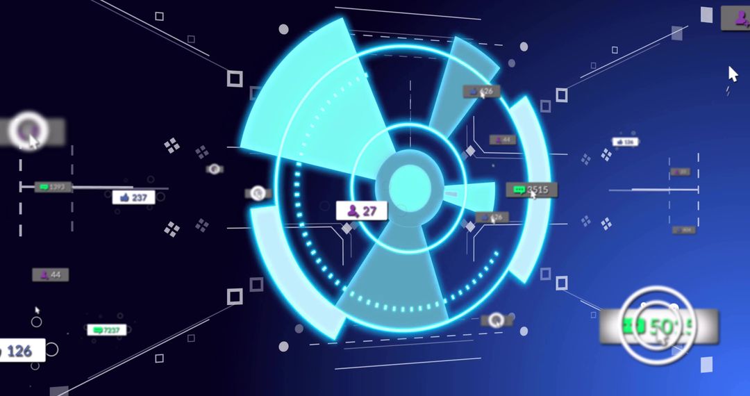 Futuristic Digital Interface with Floating HUD Elements