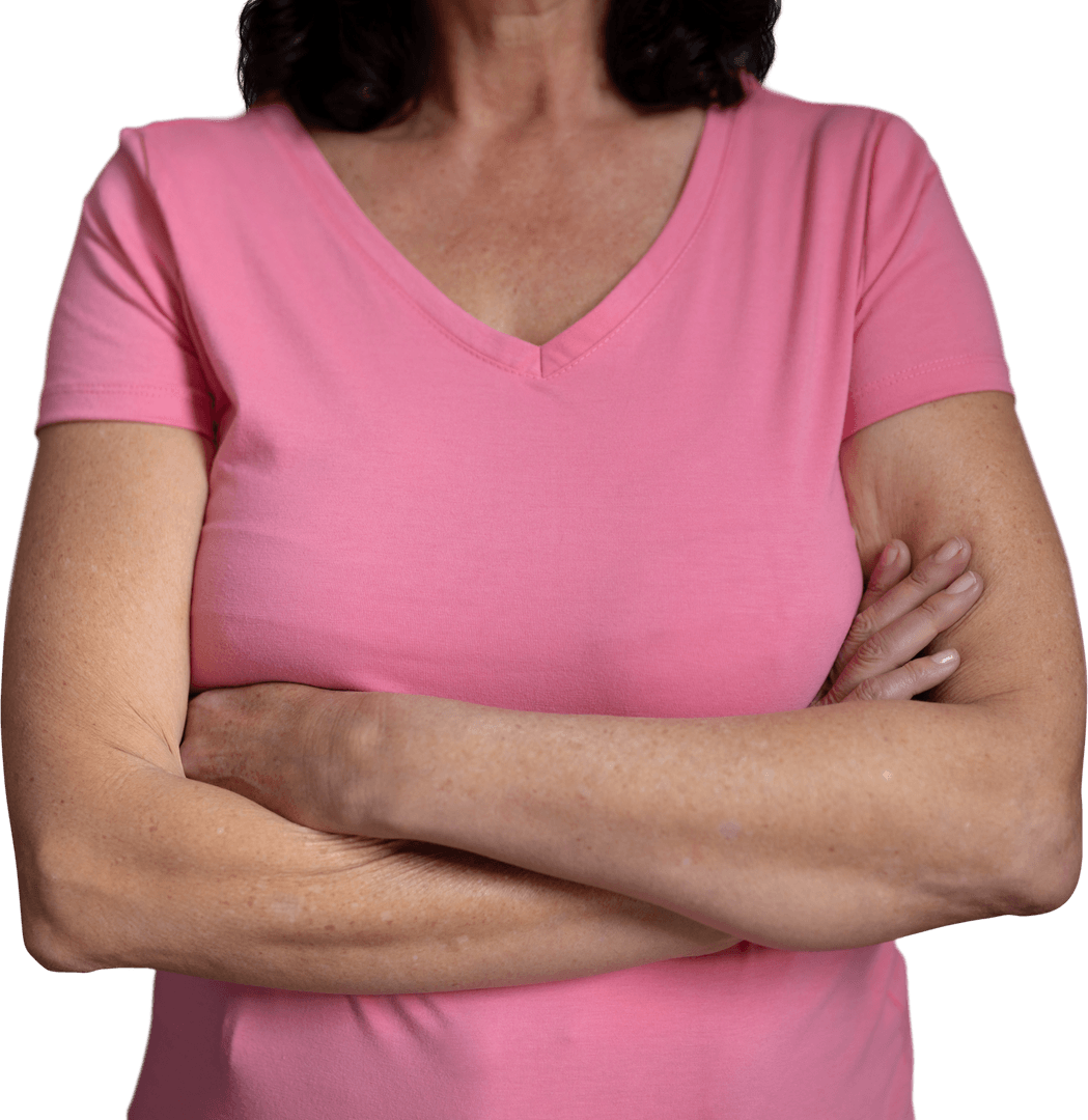 Caucasian Woman's Crossed Arms on Transparent Background