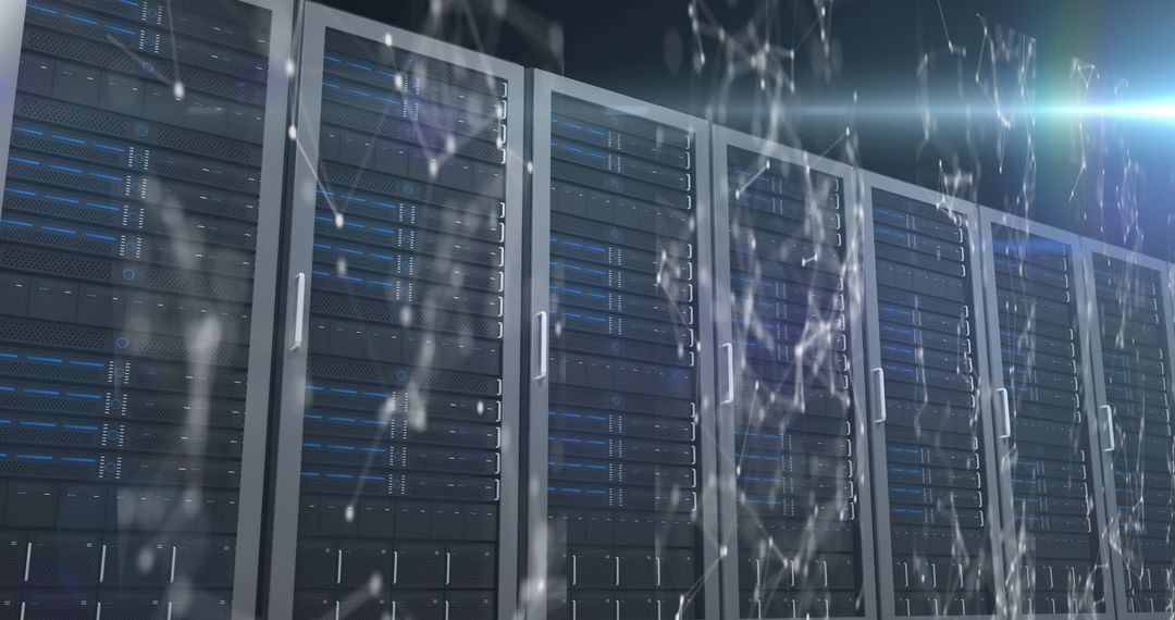 Advanced Data Center with Network Connections and Light Effects