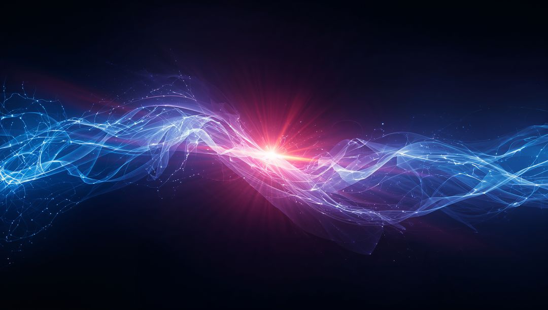 Abstract Neon Waves Converging in Digital Cosmos