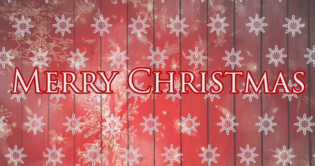 Merry Christmas Text With Falling Snowflakes on Red Background