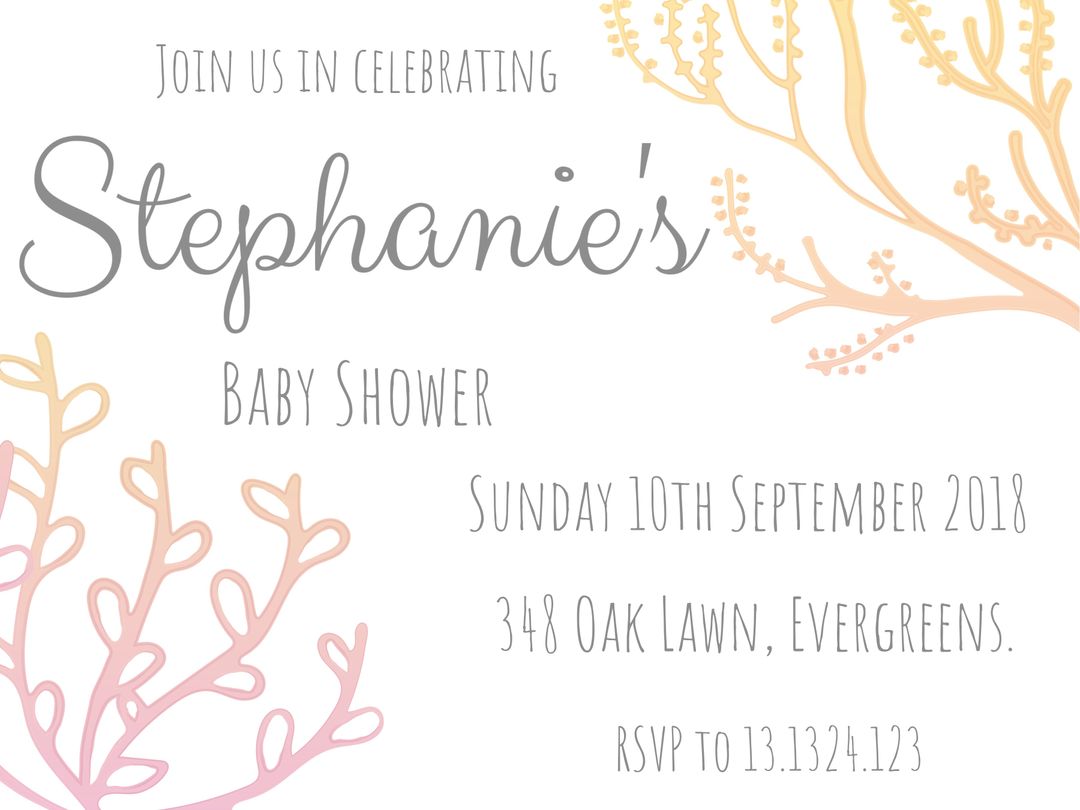 Baby Shower Invitation with Pastel Botanical Design