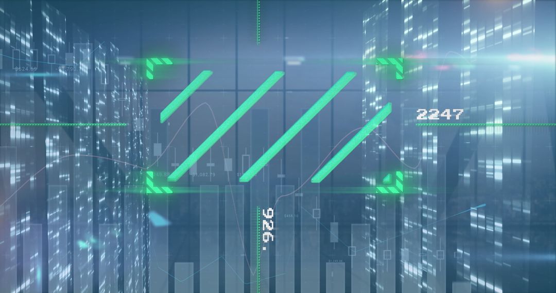 Abstract Financial Graphs Over Modern Cityscape
