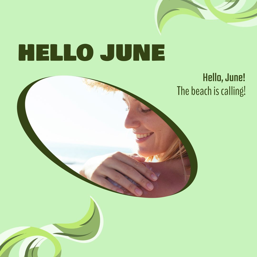 Welcoming June with Relaxing Beach Vibes and Smiling Woman