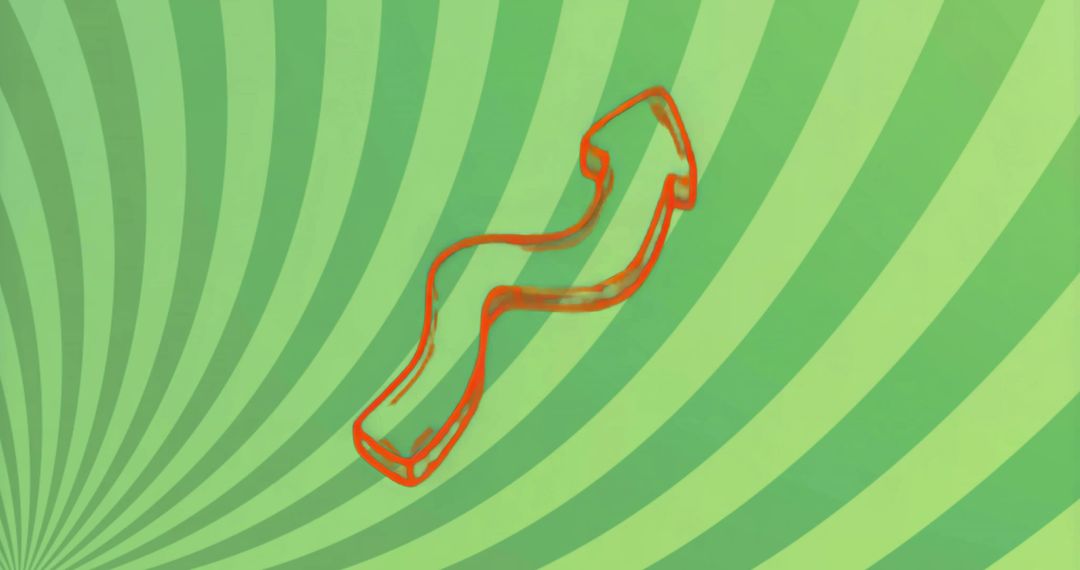 Wavy Red Arrow on Green Swirl Background Representing Growth and Motion