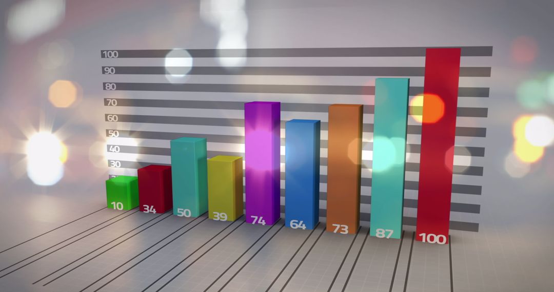 Colorful 3D Bar Chart Displaying Data Progress Insights