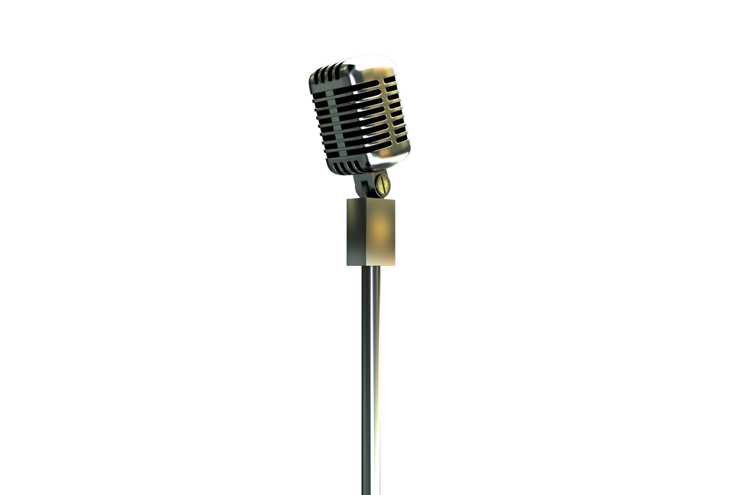 Retro Silver Microphone Isolated on Transparent Background - Download Free Stock Images Pikwizard.com