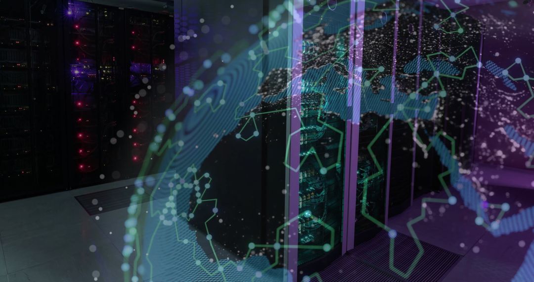 Digital World Network Superimposed on Data Server