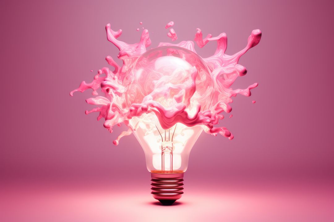 Light bulb with colour explosion on pink background, created using generative ai technology - Free Images, Stock Photos and Pictures on Pikwizard.com