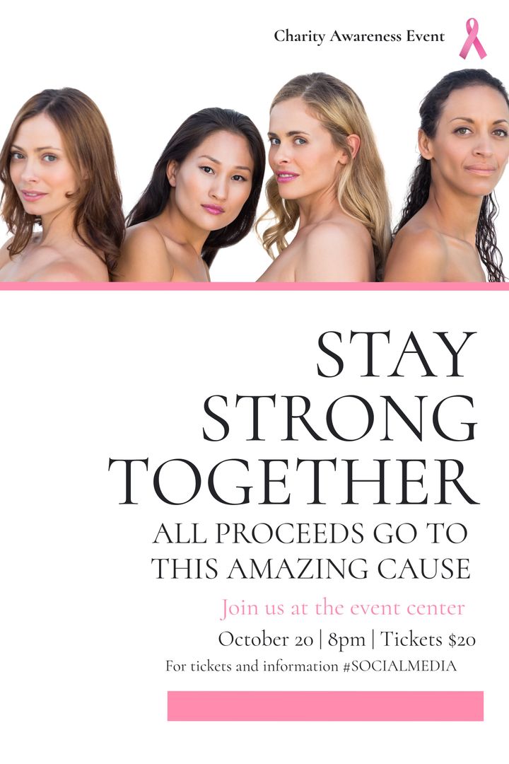 Diverse Women Promoting Breast Cancer Charity Event - Download Free Stock Templates Pikwizard.com