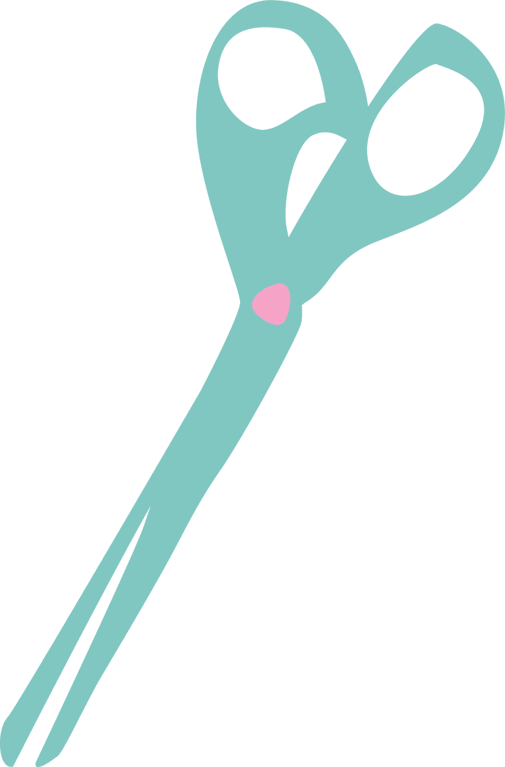Teal Scissors Illustration on Transparent Background for Craft Projects