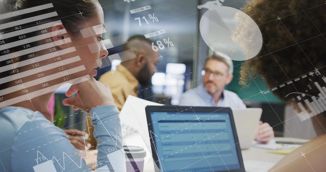 Diverse Team Collaborating with Data Overlays and Technology