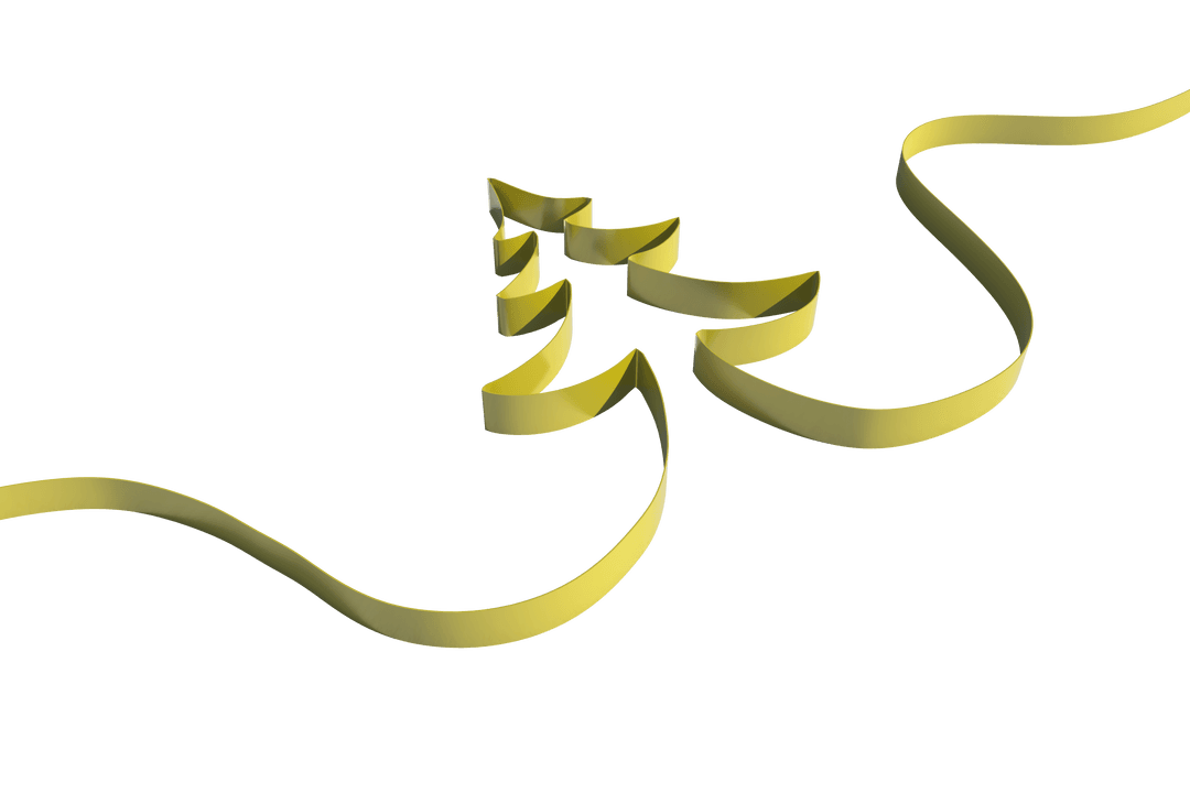 Transparent Yellow Ribbon Shaped in Christmas Tree Design