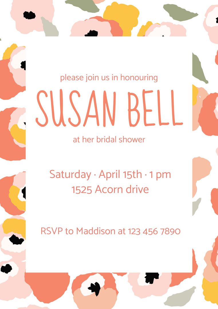 Colorful Floral Bridal Shower Invitation with Custom Text - Download Free Stock Templates Pikwizard.com
