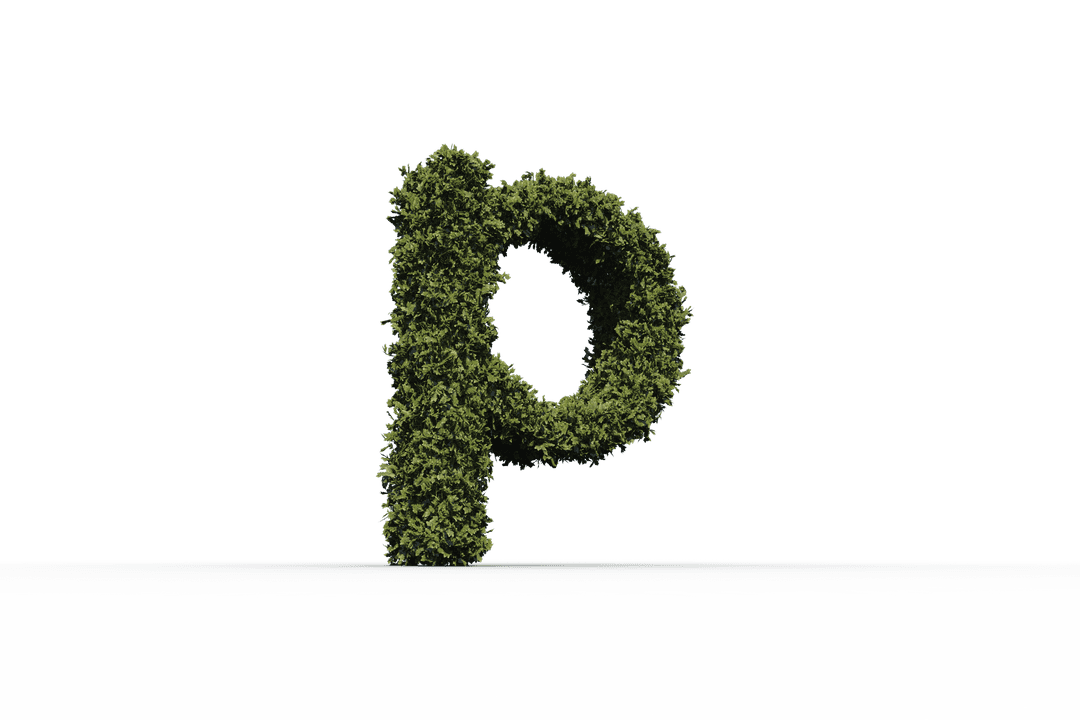 Transparent Grass-Covered Letter P Isolated Design