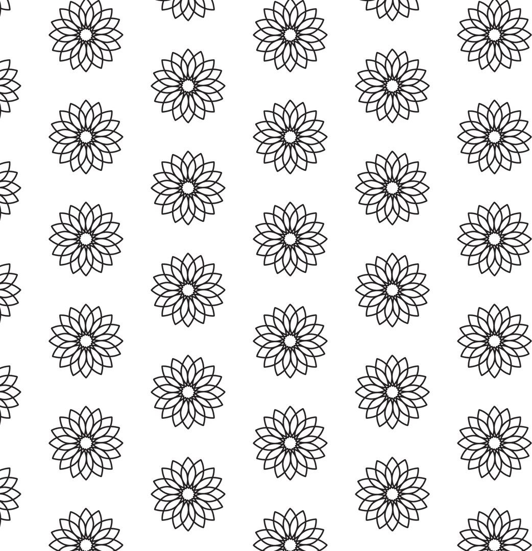 Black Floral Pattern on Transparent Background