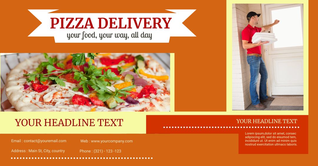 Pizza Delivery Service Promotion with Delicious Pizza and Courteous Delivery Personnel - Download Free Stock Templates Pikwizard.com