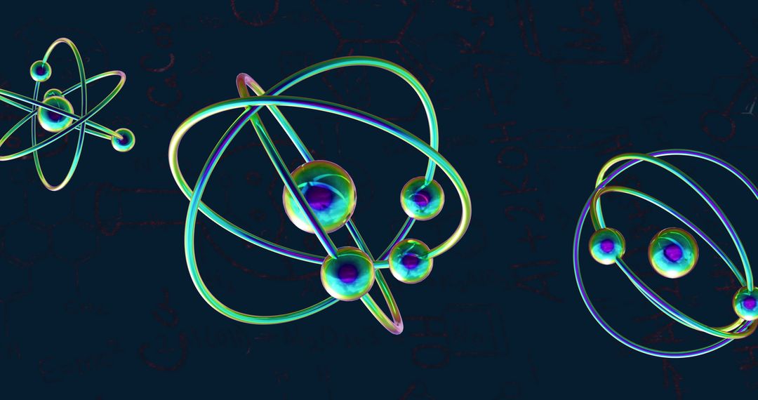 Abstract 3D Molecule Models on Dark Background