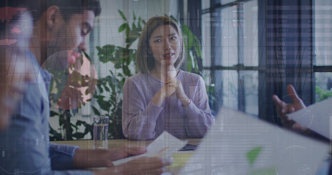 Digital Interface with Diverse Business Team in Office