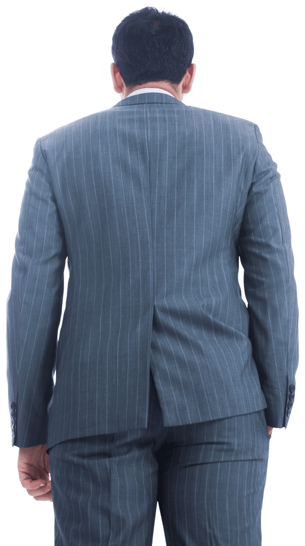 Transparent Back View of Businessman in Pinstripe Suit