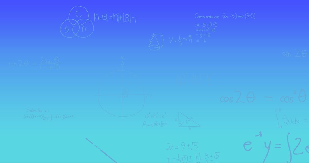 Handwritten Mathematical Formulae on Blue Gradient Surface