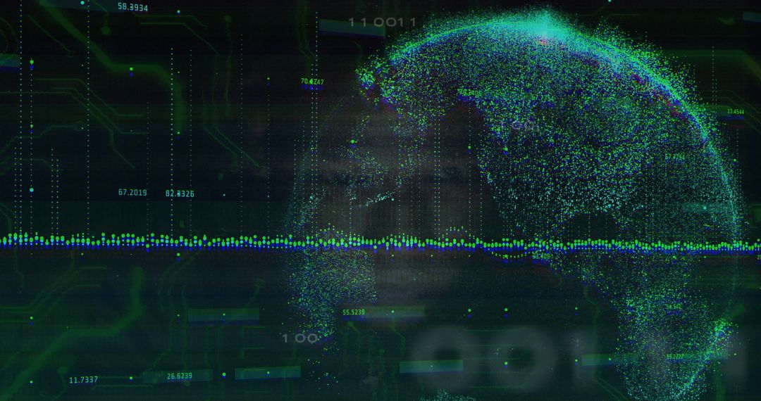 Futuristic Digital Globe with Data Overlay