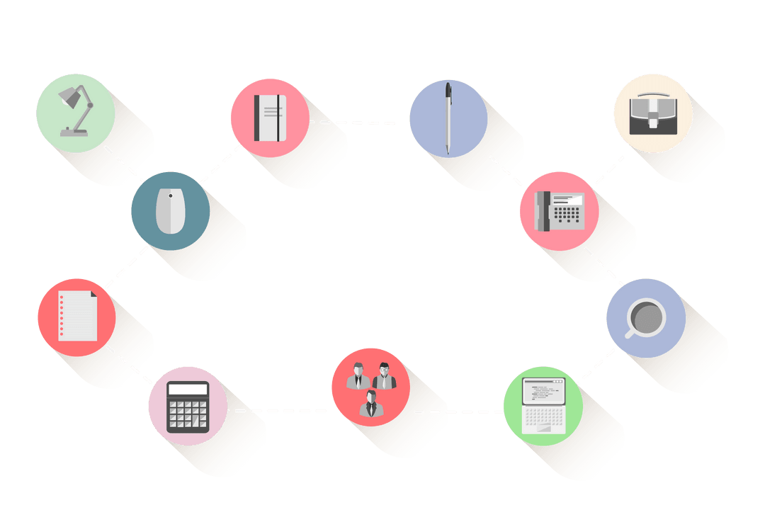 Illustration of Network Symbols on Transparent Background