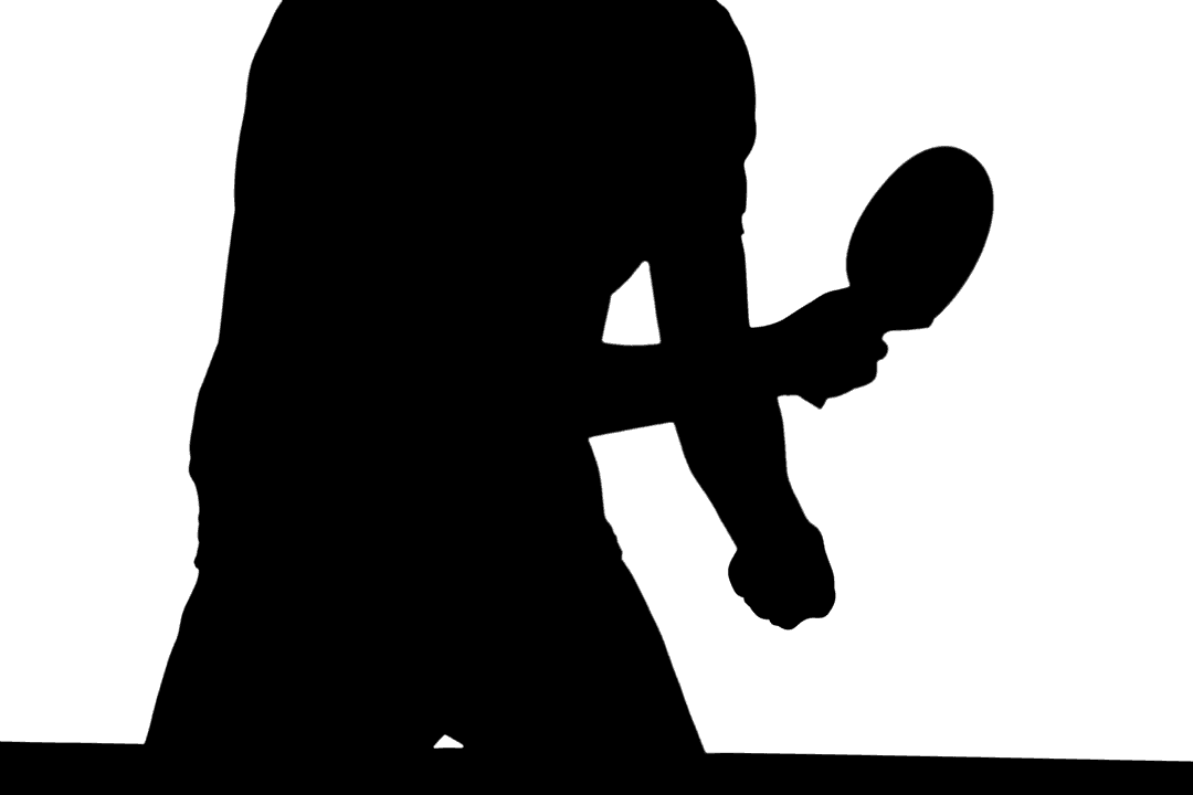 Transparent Silhouette of Man Playing Table Tennis