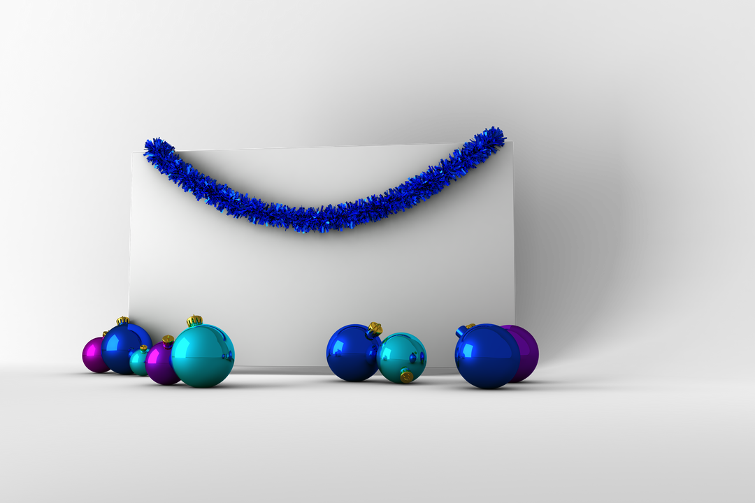 Transparent Poster with Christmas Baubles and Blue Garland - Download Free Stock Images Pikwizard.com