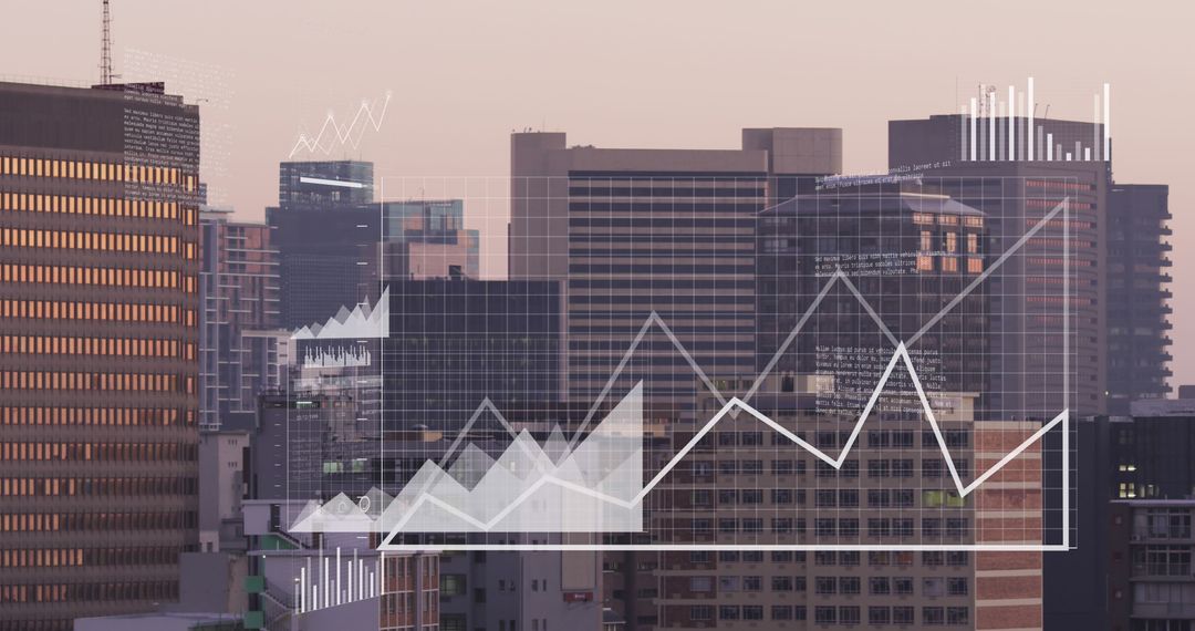 Cyber Data Concept with City Skyline Background