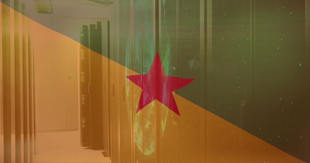 Republic of Congo Flag Overlay on Modern Data Center