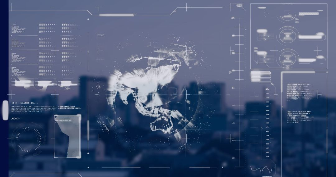 Futuristic Infographic Interface with Holographic Earth Element