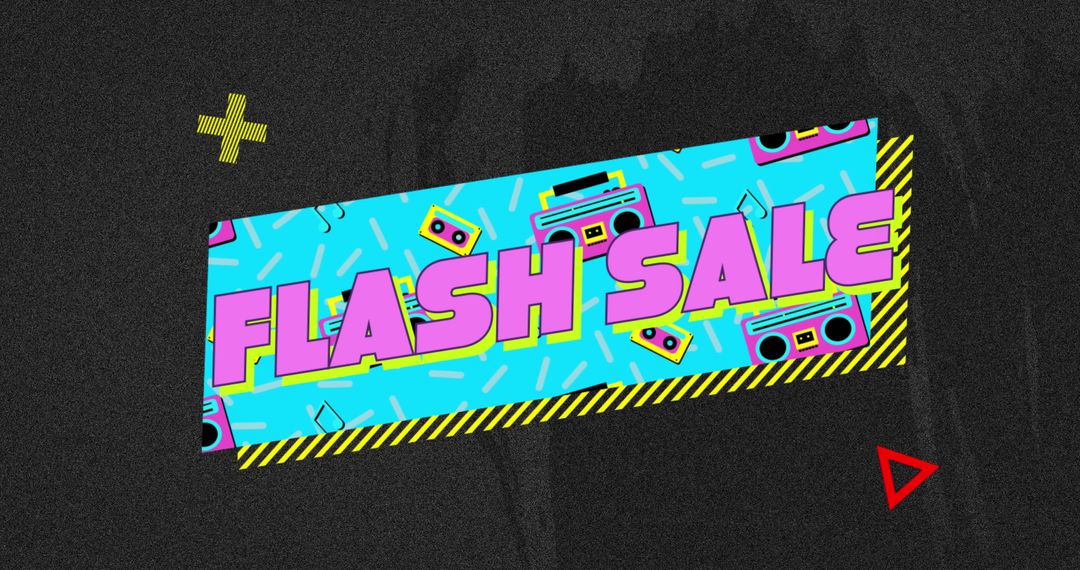 Bright Retro Flash Sale Ad with Geometric Patterns - Free Images, Stock Photos and Pictures on Pikwizard.com