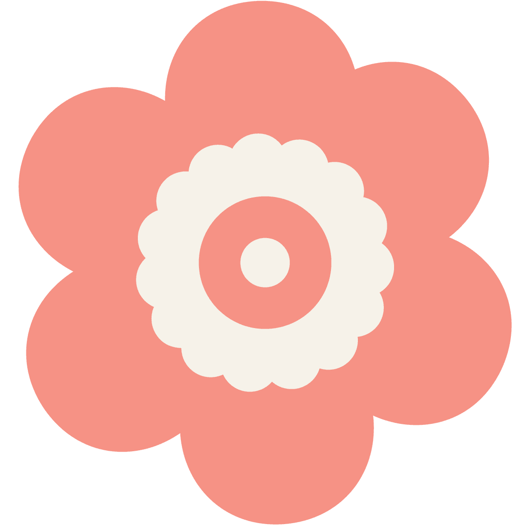 Red and White Floral Emblem on Transparent Background