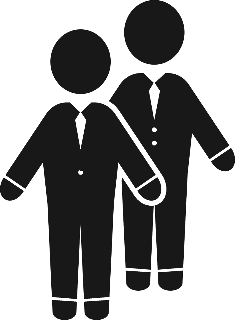 Transparent Silhouette Showing Leadership Sign with Two Figures