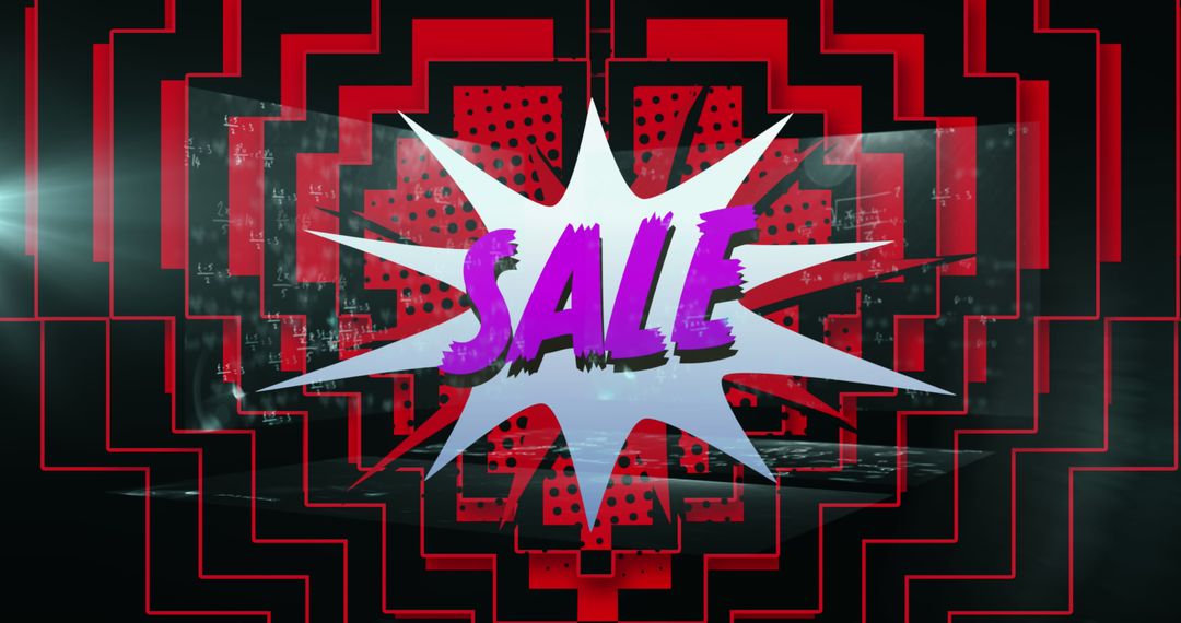 Stylized Sale Explosion with Red Geometric Background