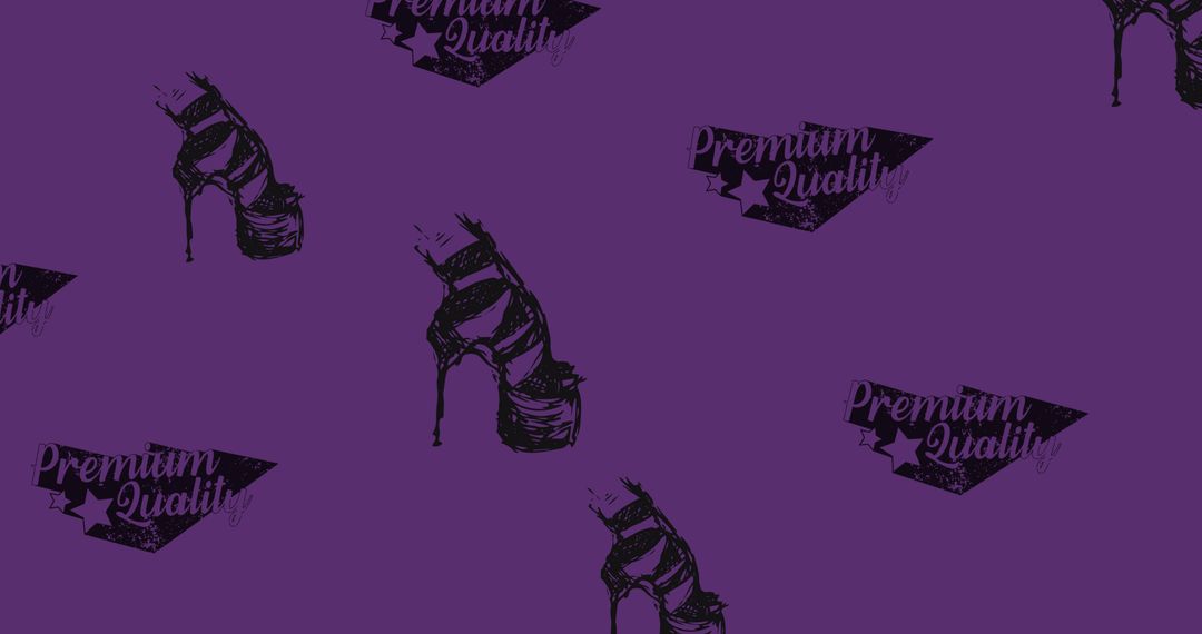 Stiletto Heels Pattern with Premium Quality Text on Purple
